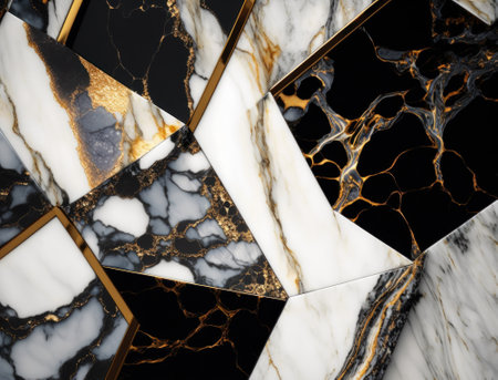 Marble stone texture background material with elements of semi-precious stones and gold created with Generative AI technologyの素材