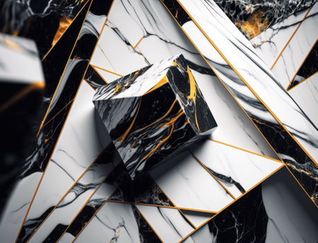 Marble stone texture background material with elements of semi-precious stones and gold created with Generative AI technologyの素材