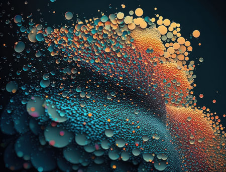 Colorful abstract geometric background with dot shapes pointillism style created with Generative AI technologyの素材