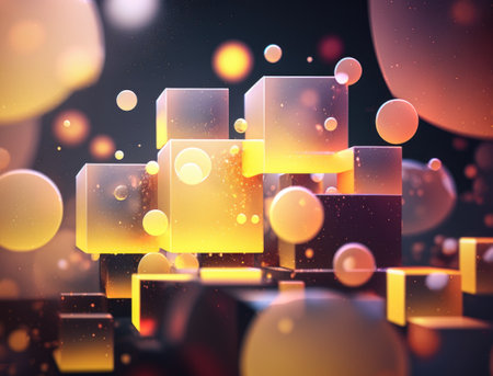 Colorful abstract geometric background with dot shapes pointillism style created with Generative AI technologyの素材