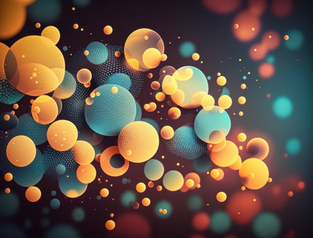 Colorful abstract geometric background with dot shapes pointillism style created with Generative AI technologyの素材
