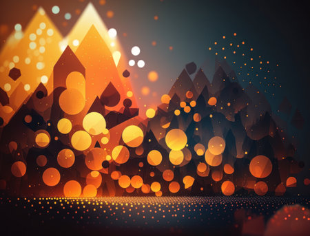 Colorful abstract geometric background with dot shapes pointillism style created with Generative AI technologyの素材