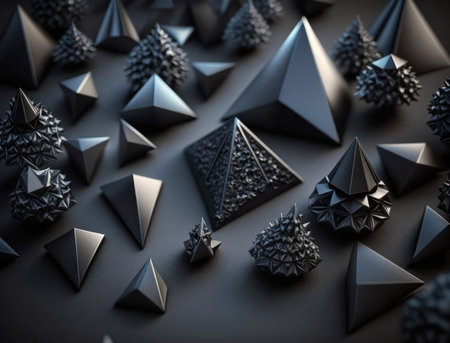 Futuristic abstract pyramid geometric background created with Generative AI technologyの素材