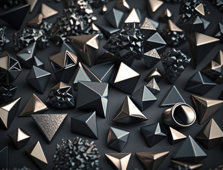 Futuristic abstract pyramid geometric background created with Generative AI technologyの素材