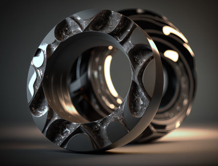 Concentric obsidian rings shapes Abstract geometric background created with Generative AI technologyの素材