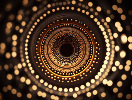 Concentric golden rings shapes Abstract geometric background created with Generative AI technologyの素材