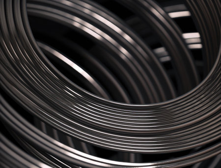 Concentric steel rings shapes Abstract geometric background created with Generative AI technologyの素材