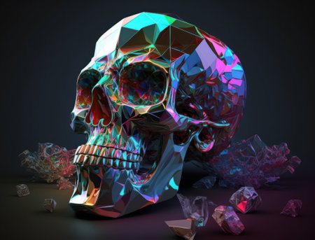 Bismuth skull created with Generative AI technologyの素材