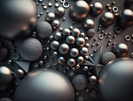 Modern technology Geometric background with spheres created with Generative AI technologyの素材