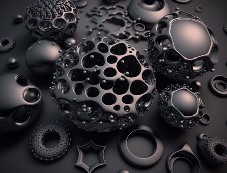 Modern technology Geometric background with spheres created with Generative AI technologyの素材