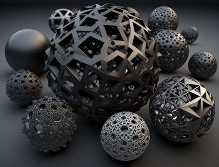 Modern technology Geometric background with spheres created with Generative AI technologyの素材