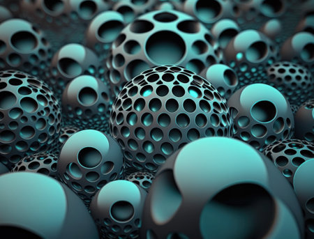 Modern technology Geometric background with spheres created with Generative AI technologyの素材