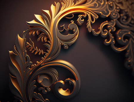 Royal vintage Victorian Gothic dark background Rococo venzel and whorl created with Generative AI technologyの素材