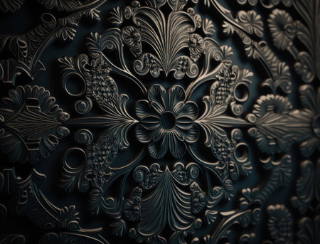 Royal vintage Victorian Gothic dark background Rococo venzel and whorl created with Generative AI technologyの素材