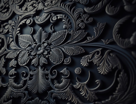 Royal vintage Victorian Gothic dark background Rococo venzel and whorl created with Generative AI technologyの素材