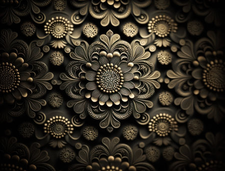 Royal vintage Victorian Gothic dark background Rococo venzel and whorl created with Generative AI technologyの素材