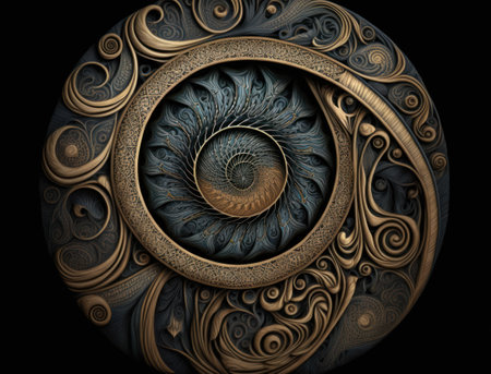 Royal vintage Victorian Gothic dark background Rococo venzel and whorl created with Generative AI technologyの素材