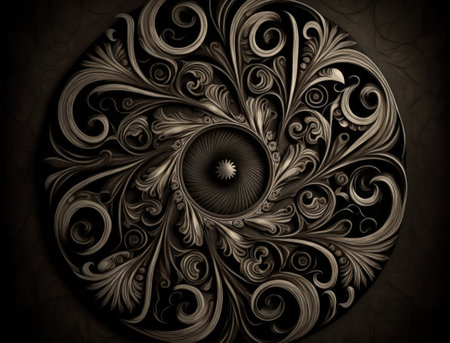 Royal vintage Victorian Gothic dark background Rococo venzel and whorl created with Generative AI technologyの素材