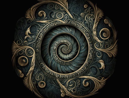 Royal vintage Victorian Gothic dark background Rococo venzel and whorl created with Generative AI technologyの素材
