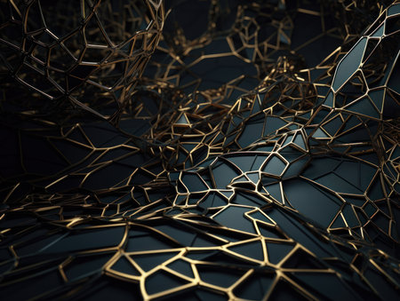Dark black abstract background An abstract image featuring organic shapes and lines that intersect and overlap created with Generative AI technologyの素材