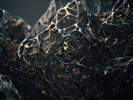 Dark black abstract background An abstract image featuring organic shapes and lines that intersect and overlap created with Generative AI technologyの素材