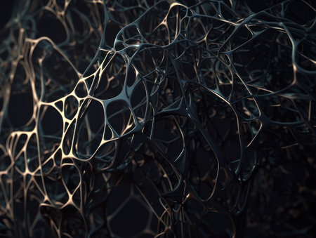 Dark black abstract background An abstract image featuring organic shapes and lines that intersect and overlap created with Generative AI technologyの素材