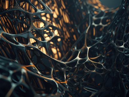 Dark black abstract background An abstract image featuring organic shapes and lines that intersect and overlap created with Generative AI technologyの素材