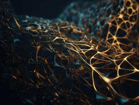 Dark black abstract background An abstract image featuring organic shapes and lines that intersect and overlap created with Generative AI technologyの素材