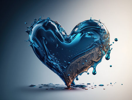 Heart made by blue transparent water background created with Generative AI technologyの素材