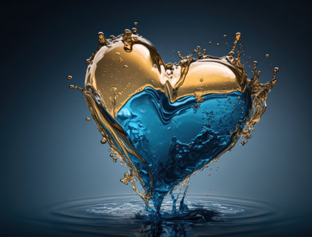 Heart made by blue transparent water background created with Generative AI technologyの素材