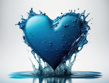 Heart made by blue transparent water background created with Generative AI technologyの素材