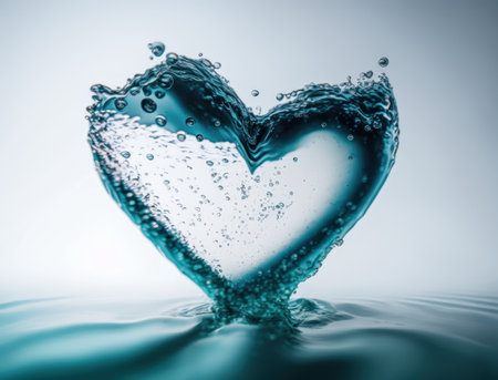 Heart made by blue transparent water background created with Generative AI technologyの素材