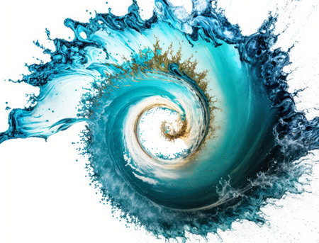 Radial spiral water splash background created with Generative AI technologyの素材