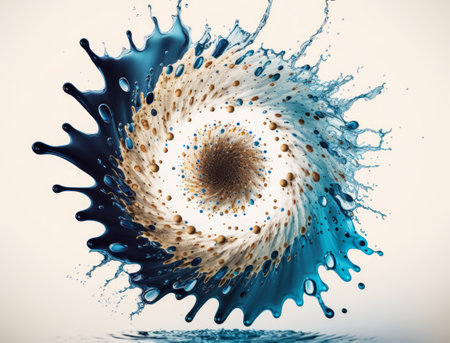 Radial spiral water splash background created with Generative AI technologyの素材