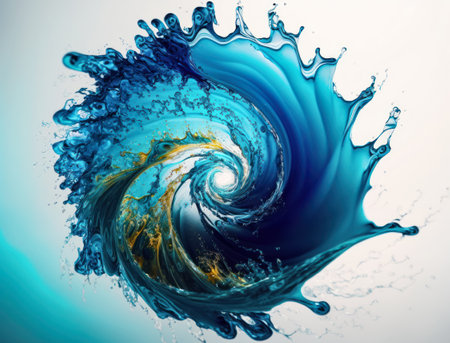 Radial spiral water splash background created with Generative AI technologyの素材