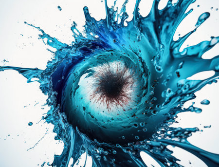 Radial spiral water splash background created with Generative AI technologyの素材