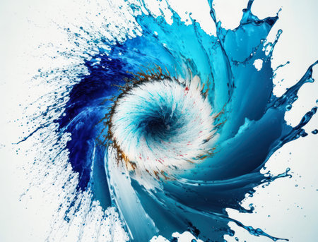 Radial spiral water splash background created with Generative AI technologyの素材