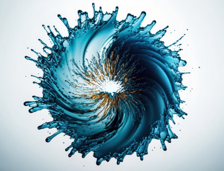 Radial spiral water splash background created with Generative AI technologyの素材