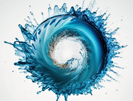 Radial spiral water splash background created with Generative AI technologyの素材