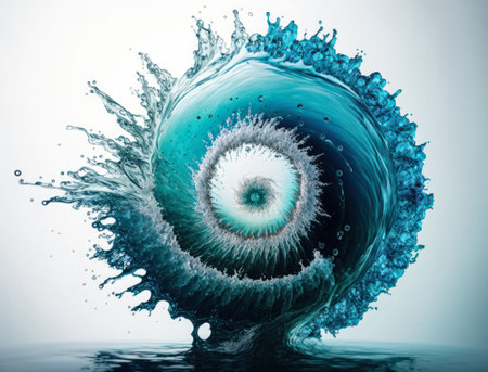 Radial spiral water splash background created with Generative AI technologyの素材