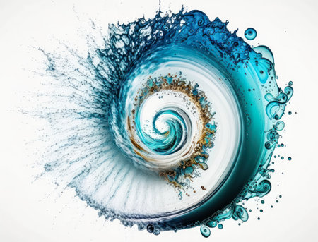 Radial spiral water splash background created with Generative AI technologyの素材