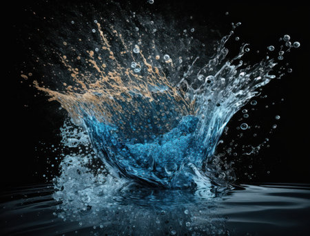 Fresh water splash background created with Generative AI technologyの素材