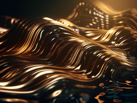 Modern colorful metallic wave stripes pattern background created with Generative AI technologyの素材