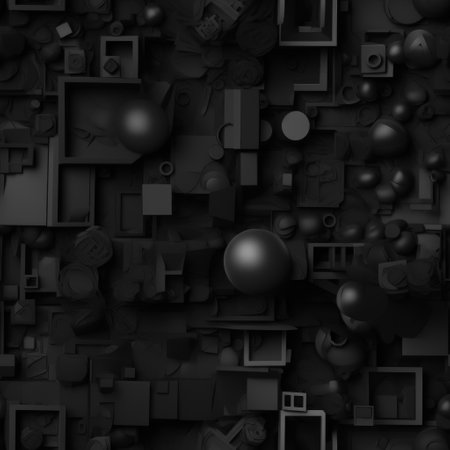 Dark black Geometric grid background Modern dark abstract texture created with Generative AI technologyの素材