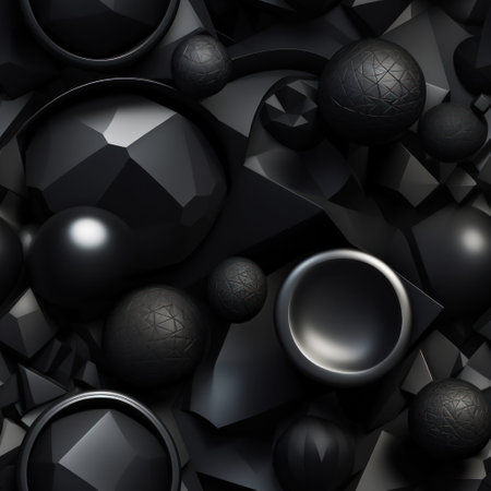 Dark black Geometric grid background Modern dark abstract texture created with Generative AI technologyの素材