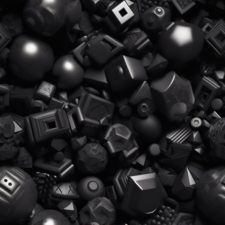 Dark black Geometric grid background Modern dark abstract texture created with Generative AI technologyの素材