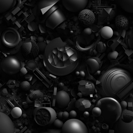 Dark black Geometric grid background Modern dark abstract texture created with Generative AI technologyの素材