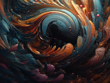 Composition with abstract geometric shapes and primitives Modern dark background created with Generative AI technologyの素材