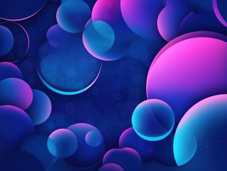Composition with abstract geometric shapes blue and purple circles with shadows and highlights Modern blue background created with Generative AI technologyの素材
