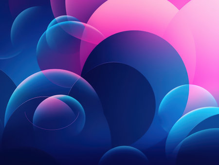 Composition with abstract geometric shapes blue and purple circles with shadows and highlights Modern blue background created with Generative AI technologyの素材